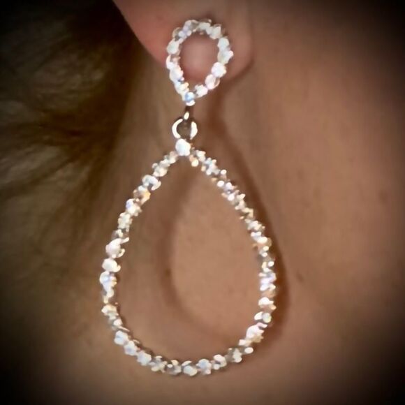 Sparkly Rhinestone Teardrop Earrings - Picture 5 of 6